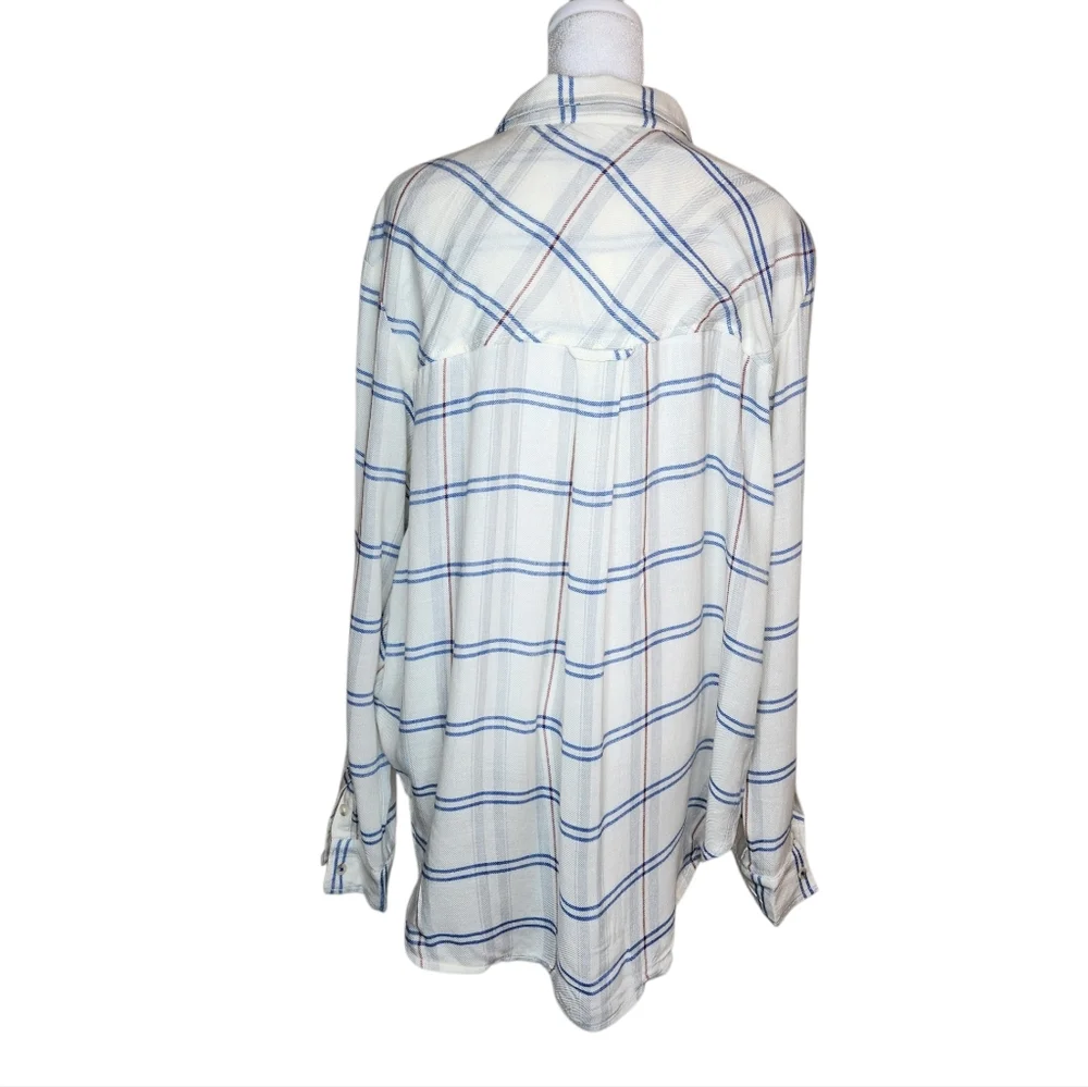 NEW Pilcro Plaid Tuxedo Ruffle Wool Blend Flannel Shirt Size Large - Picture 3 of 10